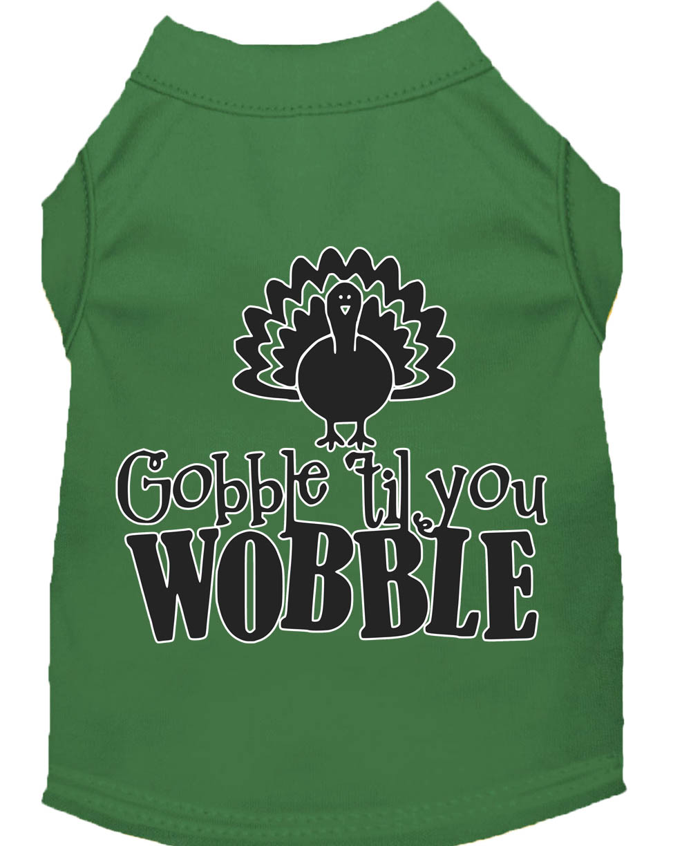 Gobble til You Wobble Screen Print Dog Shirt Green Med